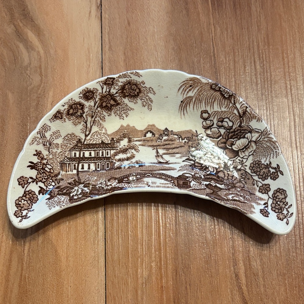 Tonquin Royal Staffordshire Dinnerware by Clarice Cliff Crescent Shaped Plate